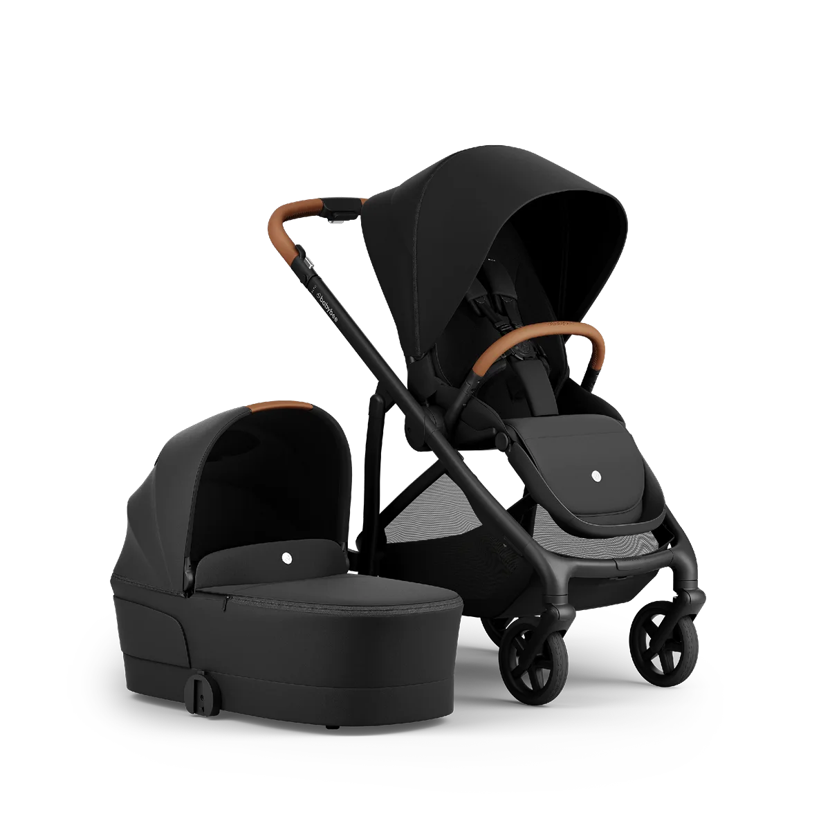 Black and tan Babybee Alto pram