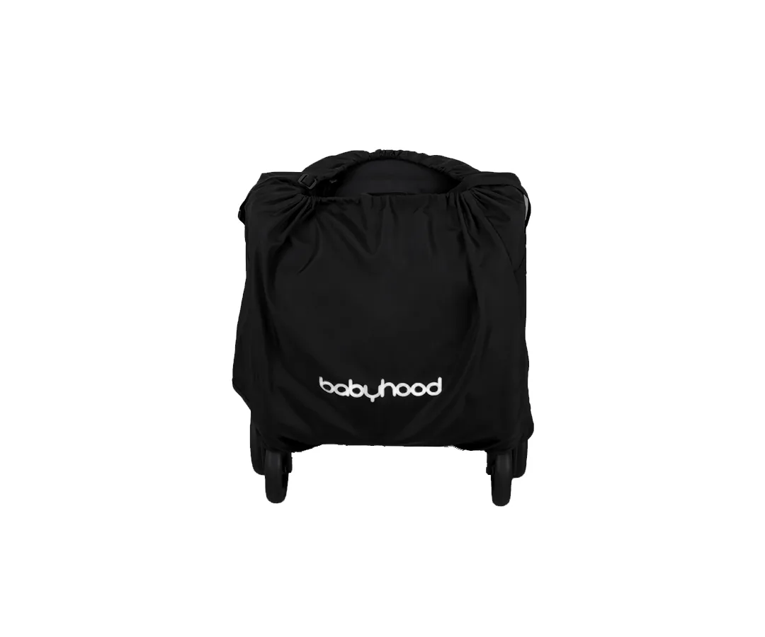 Babyhood Air Compact stroller folded into a small black package