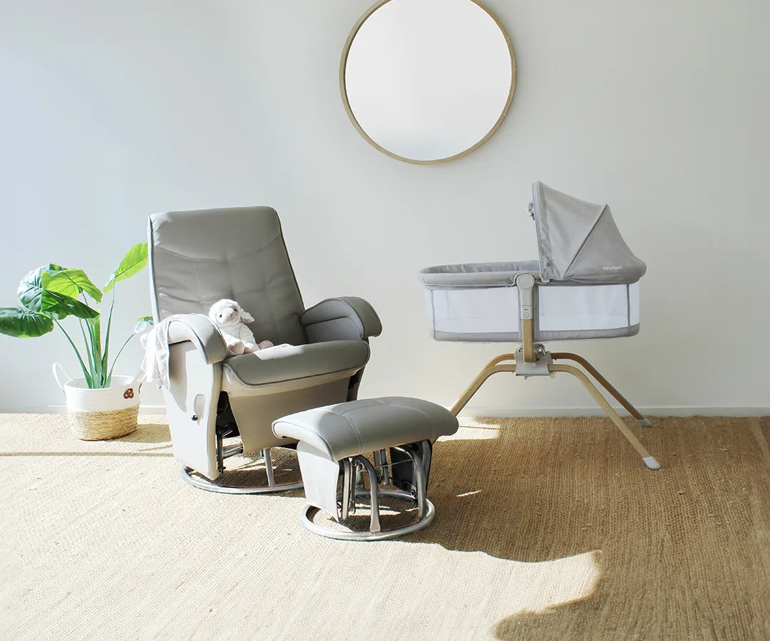 Babyhood Diva glider chair and ottoman in a nursery