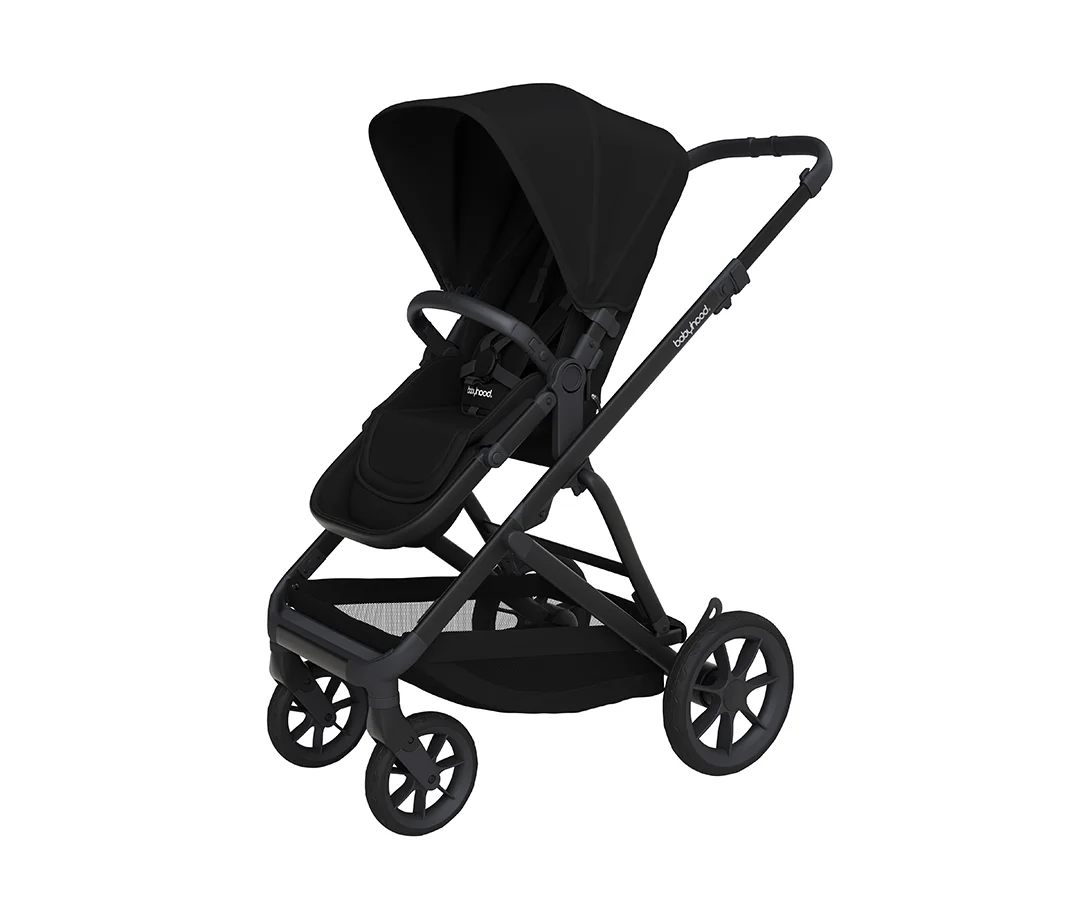 Babyhood Doppio Plus in the black single-seat configuration