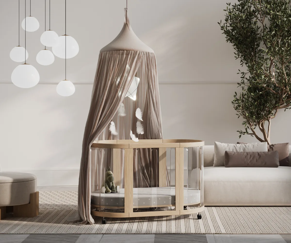 Kaylula Sova Clear in full oval cot configuration